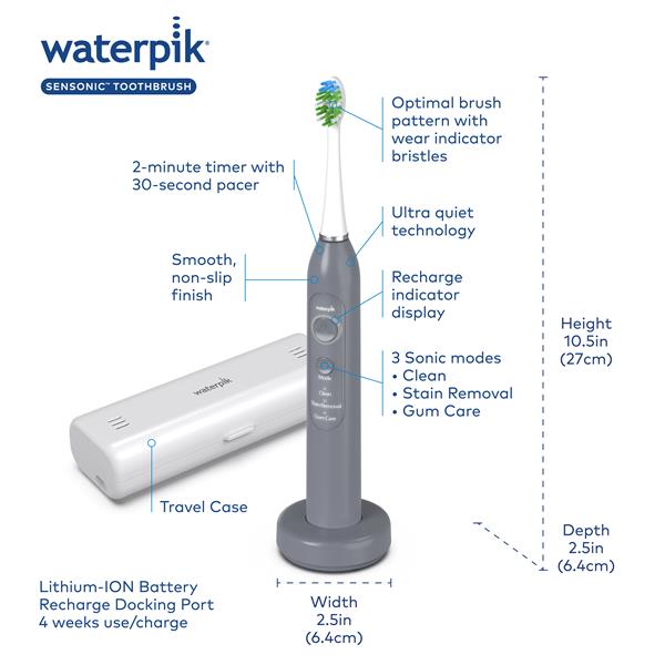 Gray Waterpik™ Sensonic™ Electric Toothbrush - Image 3