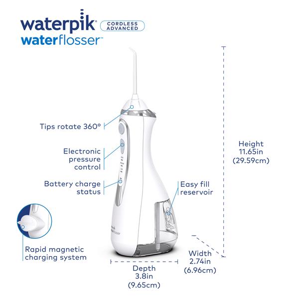 White Waterpik™ Cordless Advanced 2.0 Water Flosser - Image 2