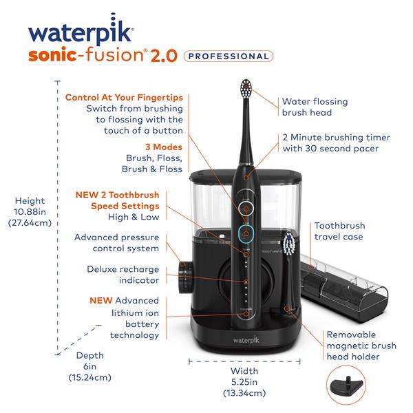 Black Waterpik™ Sonic-Fusion™ 2.0 Professional Flossing Toothbrush - Image 2