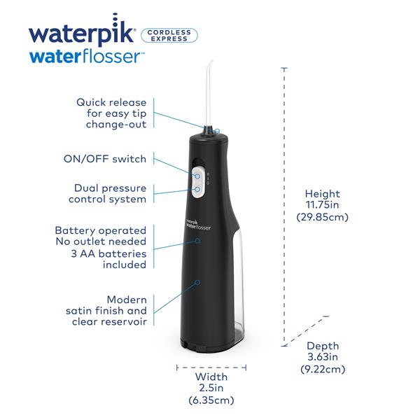 Black Waterpik™ Cordless Express Water Flosser - Image 2