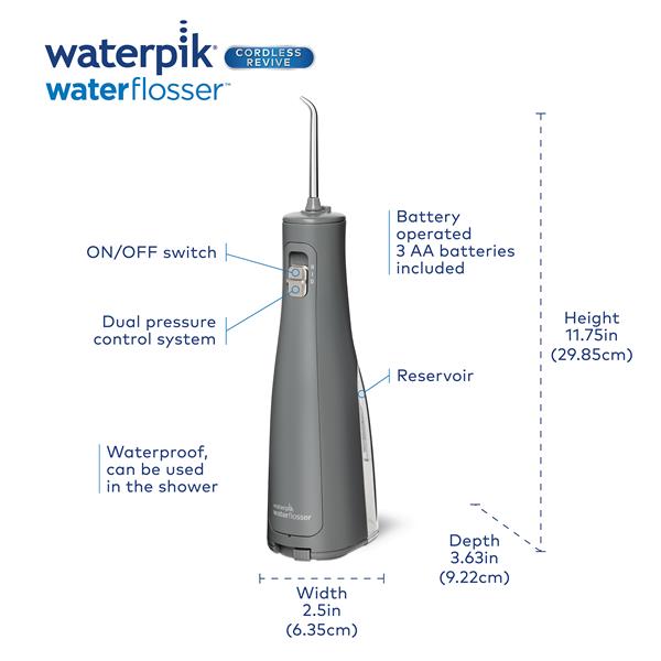 Gray Waterpik™ Cordless Revive Water Flosser - Image 2