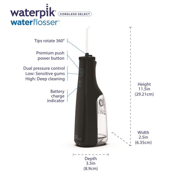 Black Waterpik™ Cordless Select Water Flosser - Image 2
