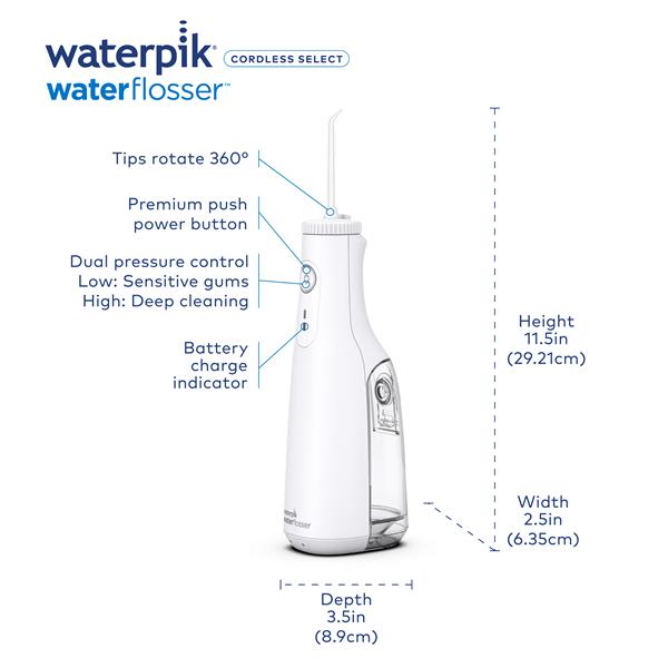 White Waterpik™ Cordless Select Water Flosser - Image 2
