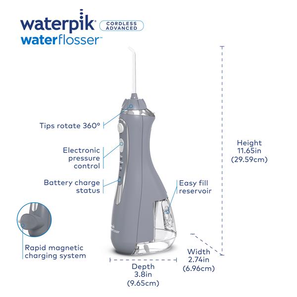 Gray Waterpik™ Cordless Advanced 2.0 Water Flosser - Image 2